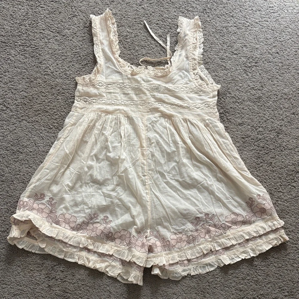 Free People Intimately Bali Sail Away Romper-Pearled Ivory Combo, S, NWOT - Picture 7 of 7